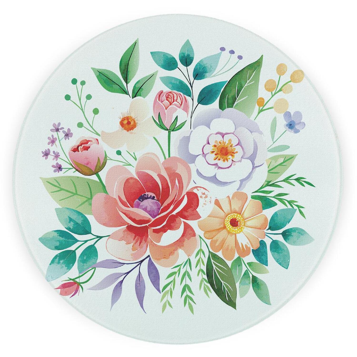 Image of Floral Bouquet Textured Glass Round Trivet&hellip;