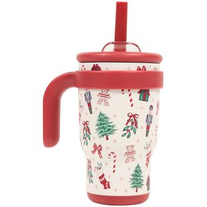 Kids Christmas Print Tumbler with Straw