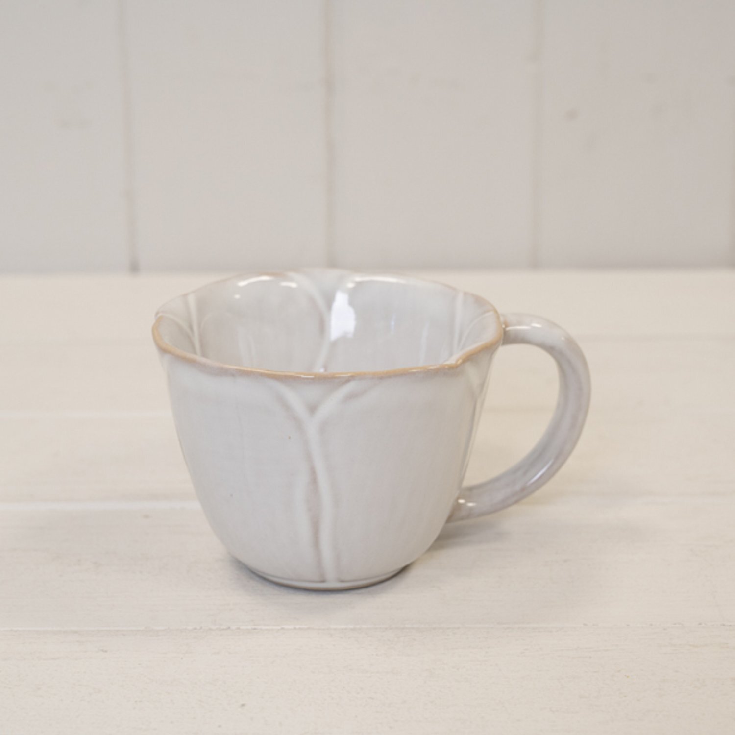 Image of White Natural Ceramic Cup with Flower&hellip;