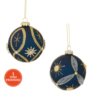 Navy Gold Embellished Bauble