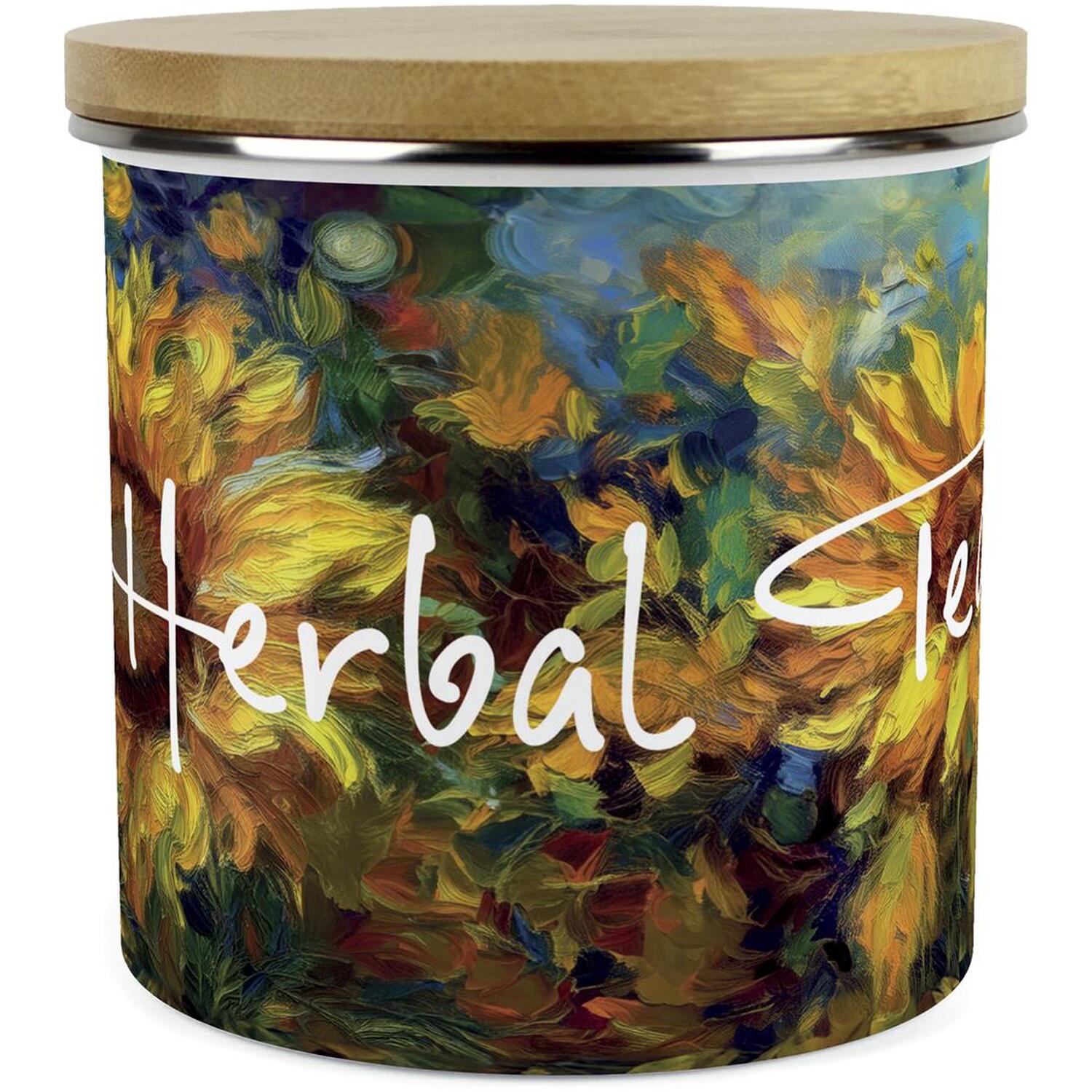 Purely Home Sunflower Impressionism Large Kitchen Storage Canister - White
