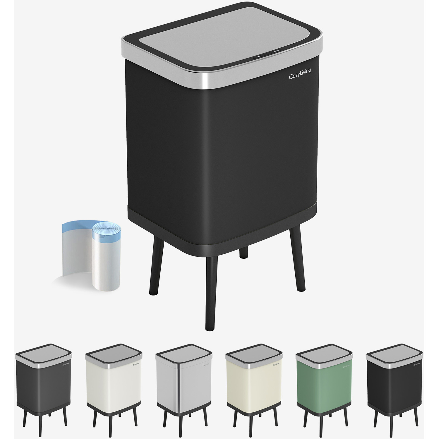 Mcc Direct Cozyliving 35L Automatic Sensor Waste Bin - Hands-Free Motion Activated Kitchen Bin - Black