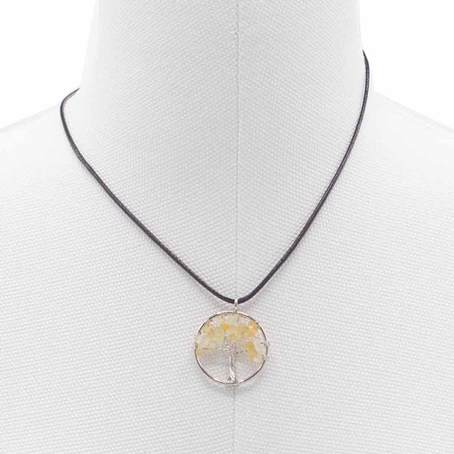 Tree of Life Pendant in Carnelian, Symbol of Vitality, Passion - Yellow