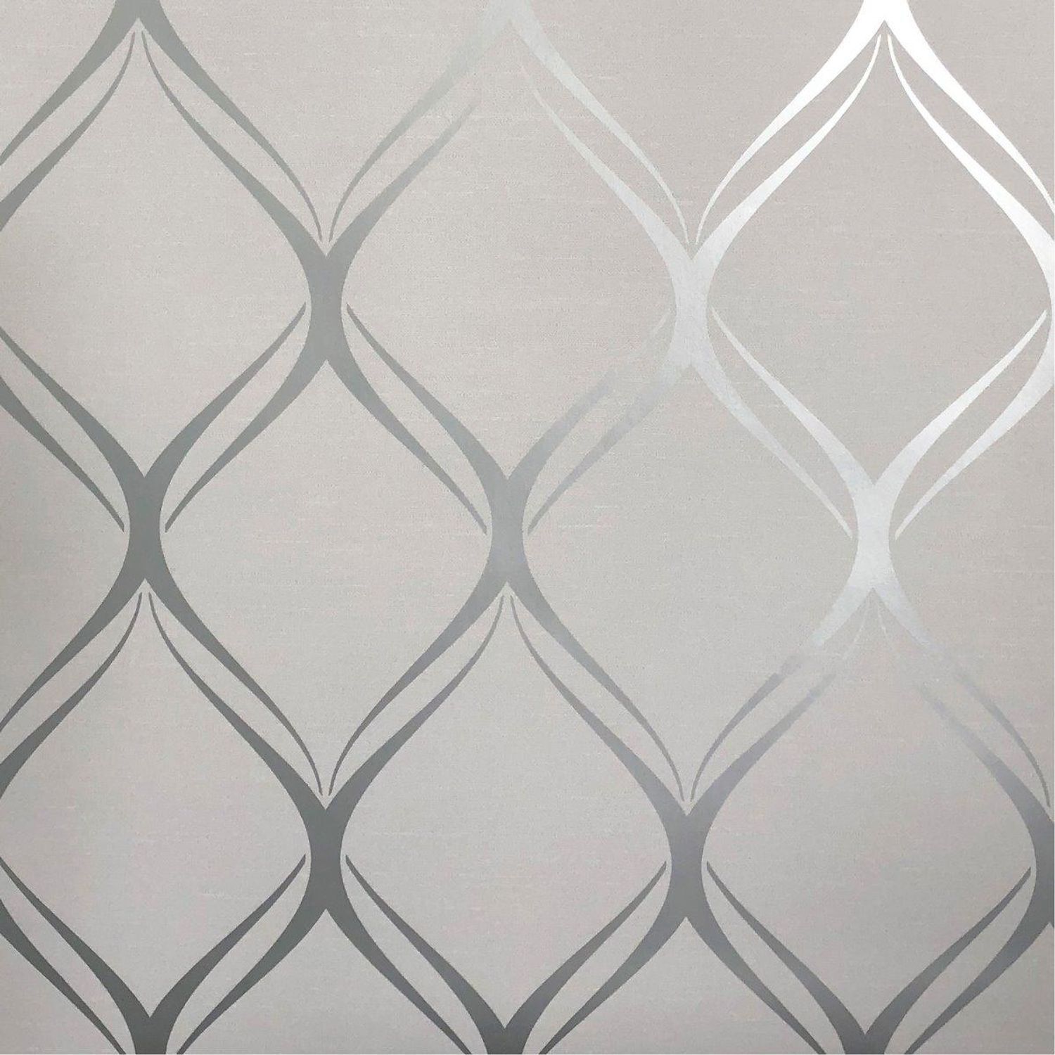 World Of Wallpaper Clifton Wave Geometric Wallpaper Grey Silver (10M X 53Cm) - Grey/Silver
