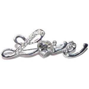Elegant Love Brooch Pin with Diamante Heart Rhinestones