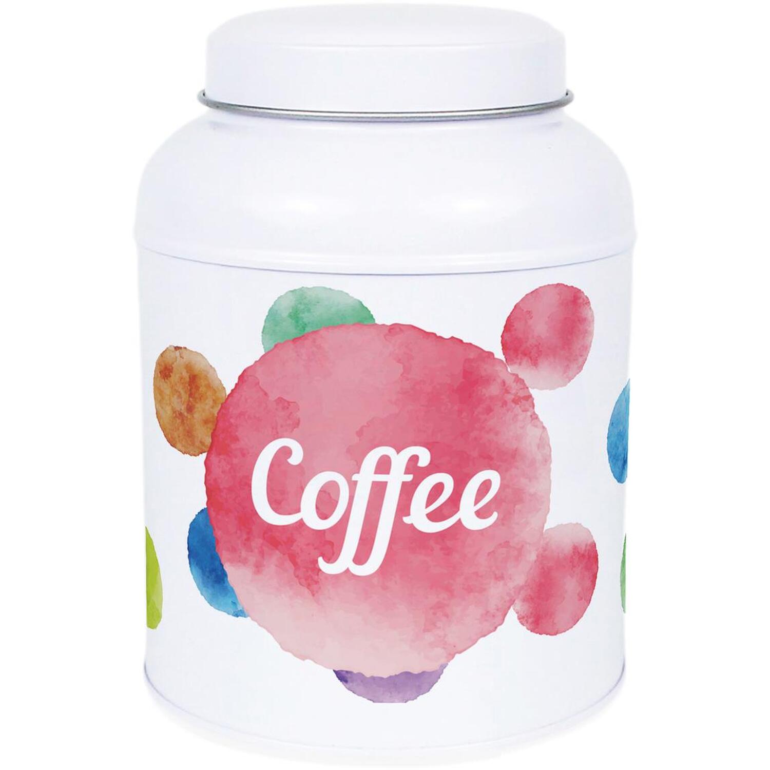 Purely Home Polka Dots Decaf Coffee Canister - Small Dome Lid Kitchen Storage Tin - Multicoloured