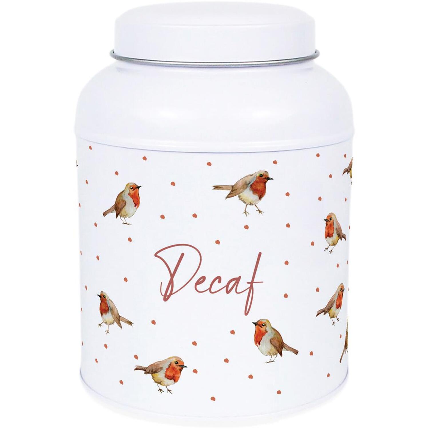 Purely Home English Robins Decaf Canister - Small Dome Lid Kitchen Storage Tin - Decaf