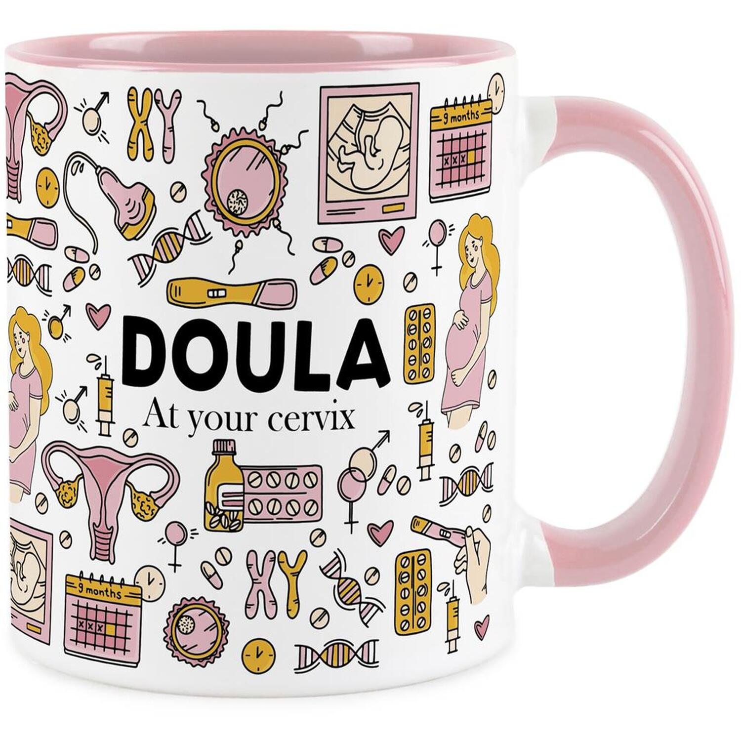 Doula Mug - Novelty Funny Maternity Support Gift - Tea/Coffee Pink Ceramic Cup - Image 2