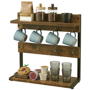Mug Holder Stand Coffee Cup Rack Storage Organiser 8 Hooks Rustic