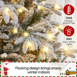 Yaheetech Pre-Lit Snowy Artificial Christmas Tree with Warm LED Lights