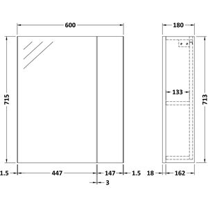 Balterley Mirror Unit - 600mm - Gloss White