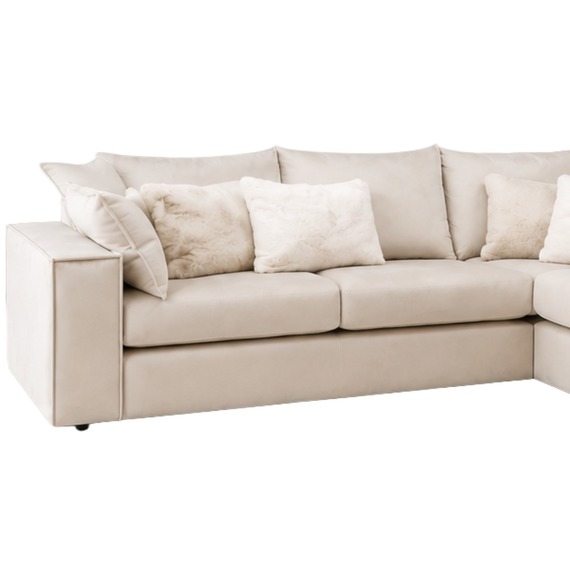 Plush Cream Amalfi Chaise Corner Sofa Luxury Fixedback