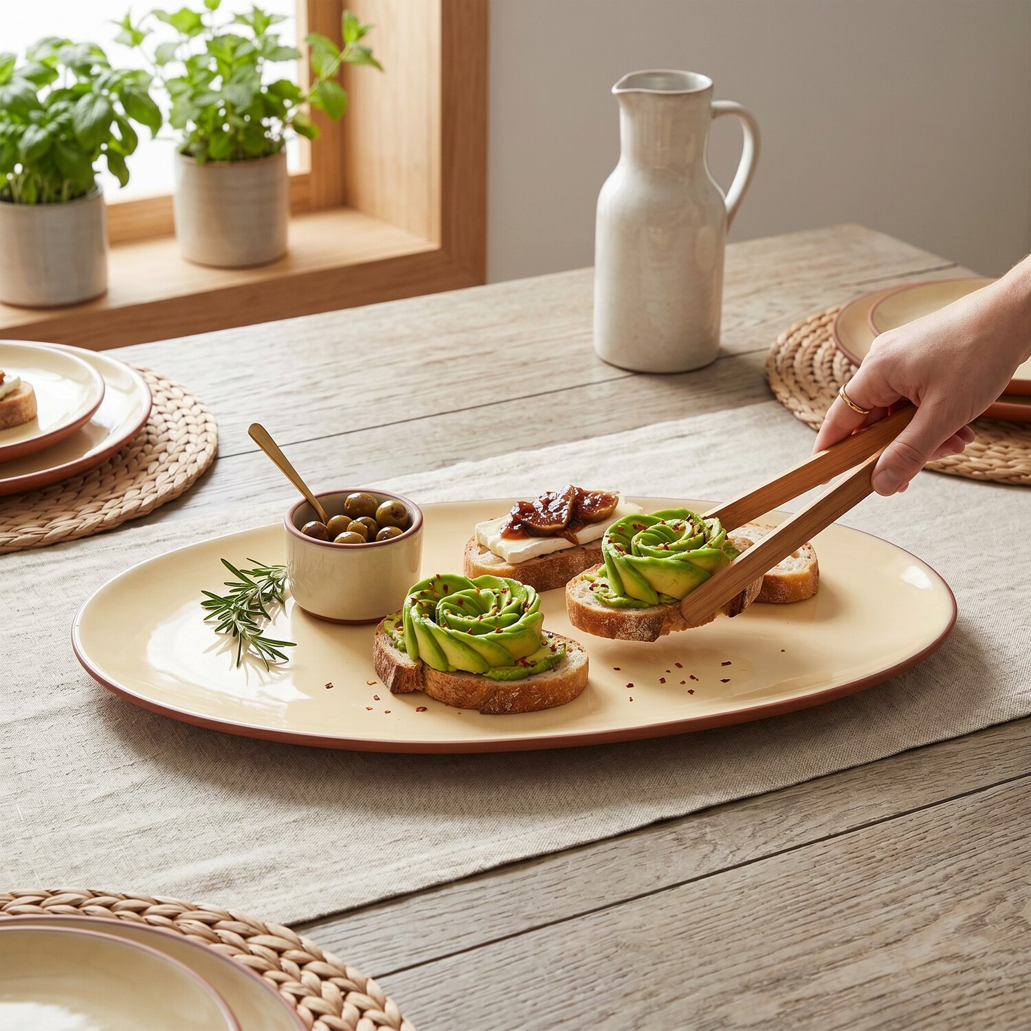 Image of Sintra Glazed Terracotta Oval Serving Platter&hellip;