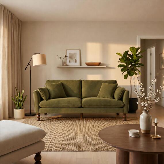 Monroe Chenille Fabric 3 Seater Sofa