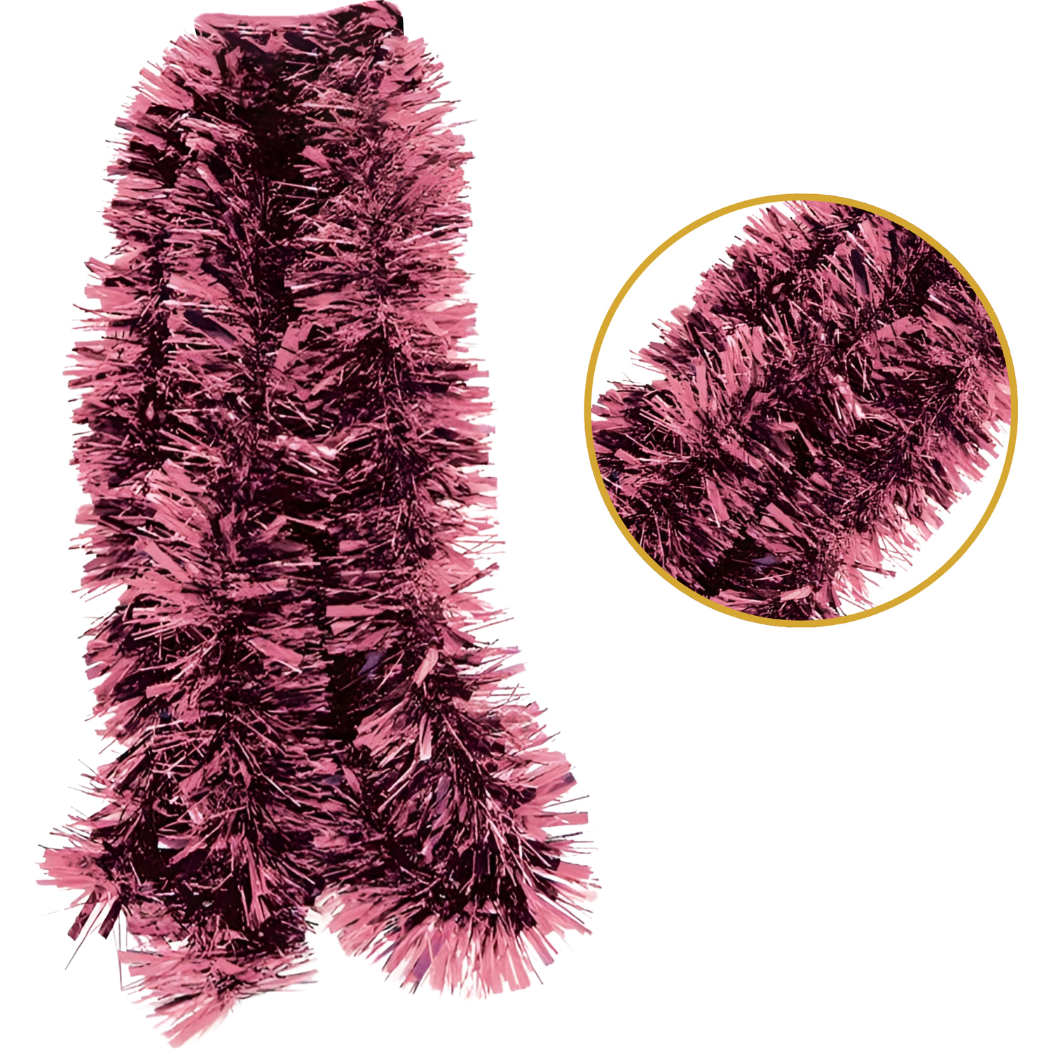 2m Christmas Chunky Blush Pink Tinsel - Garland Decoration Party - Image 2