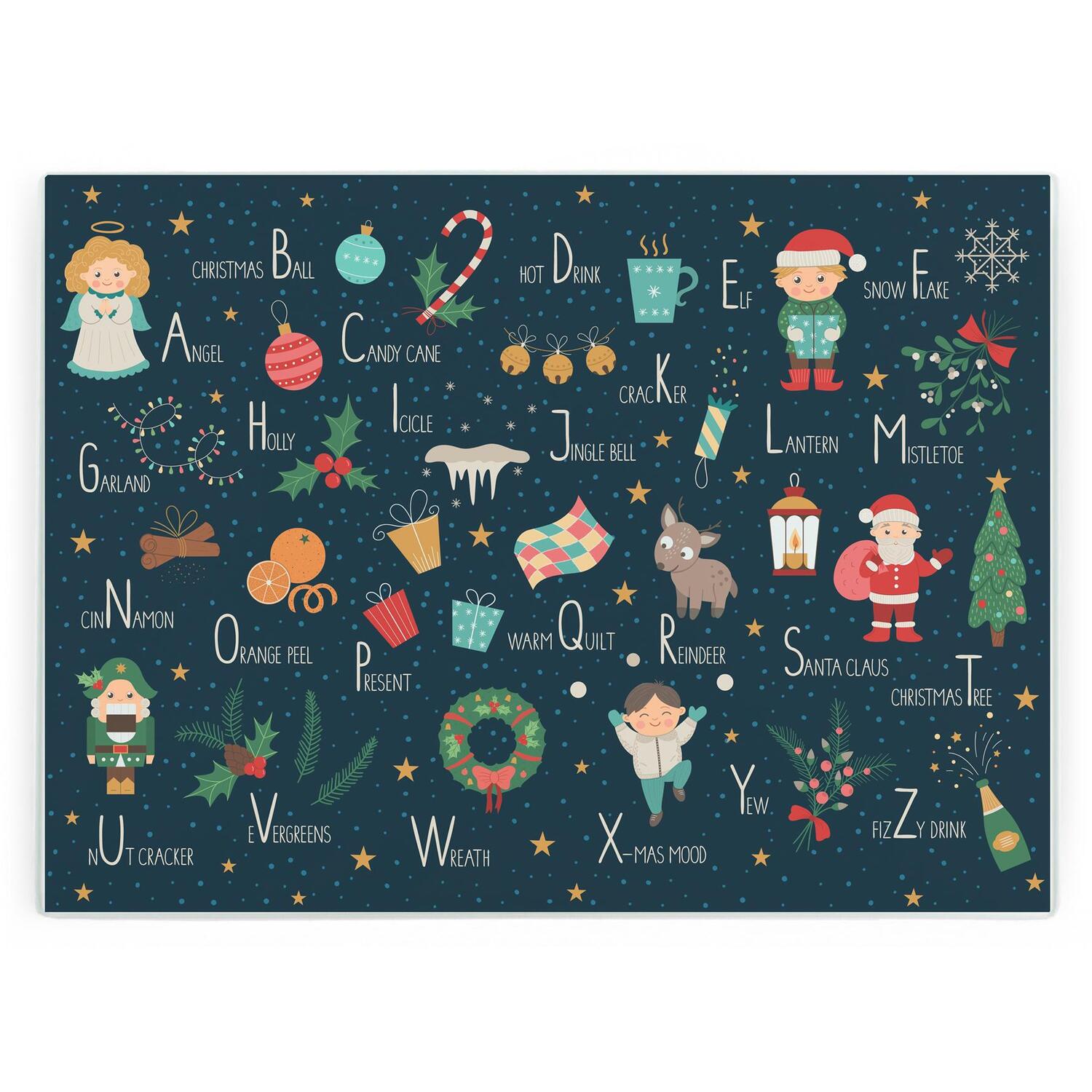 Image of Christmas Alphabet Large Smooth Glass Worktop&hellip;