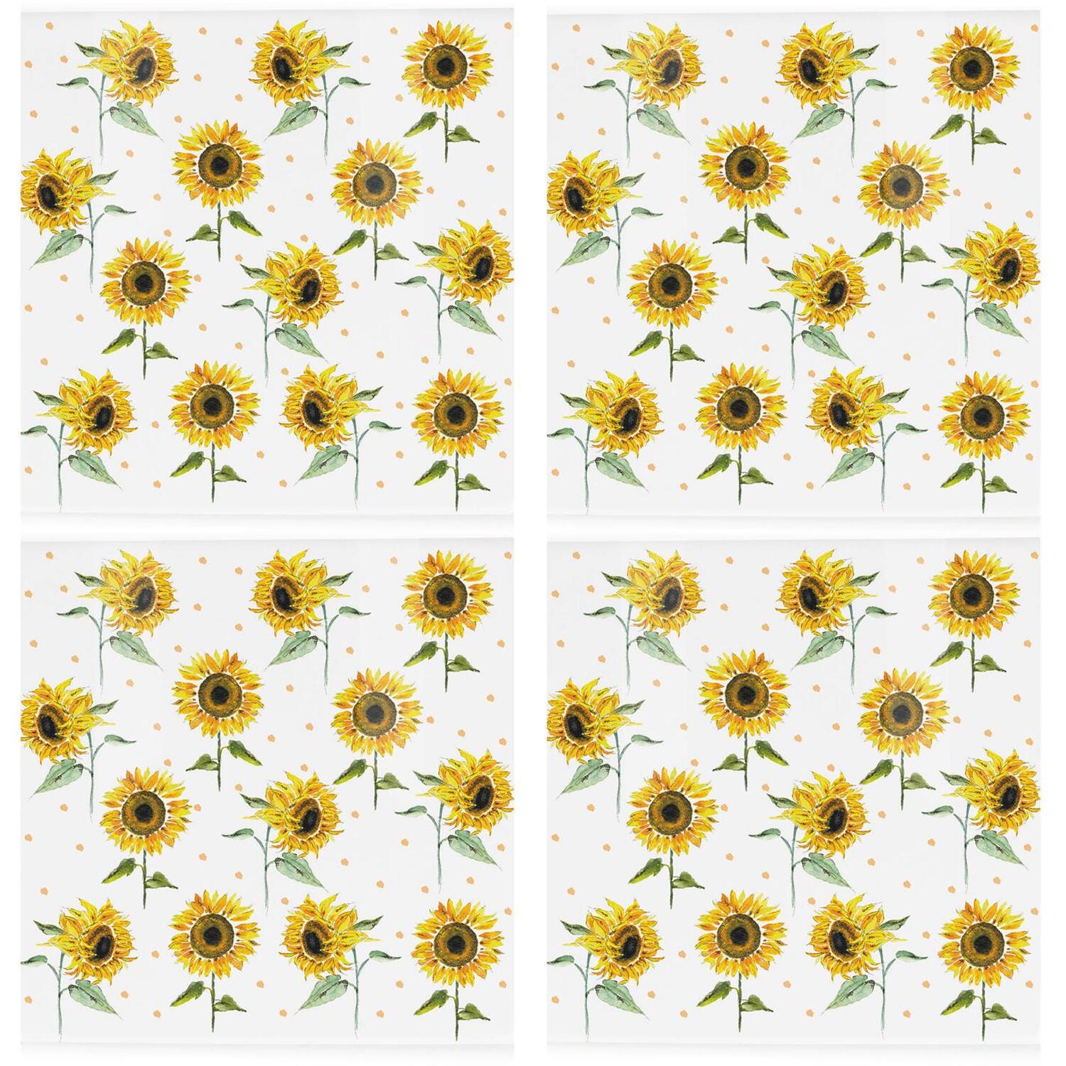 Sunflower Ceramic Coaster Set - Bright Flowers Square Set of 4 Coasters Gift - Image 2
