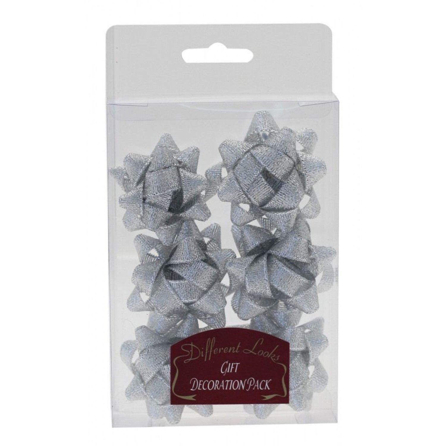  - 5Cm Metallic Fabric Bows X6 5 PackSilver Gift Bow - Image 3