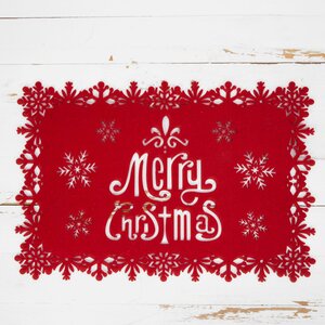 Set of 2 Red Felt Snowflake Placemats