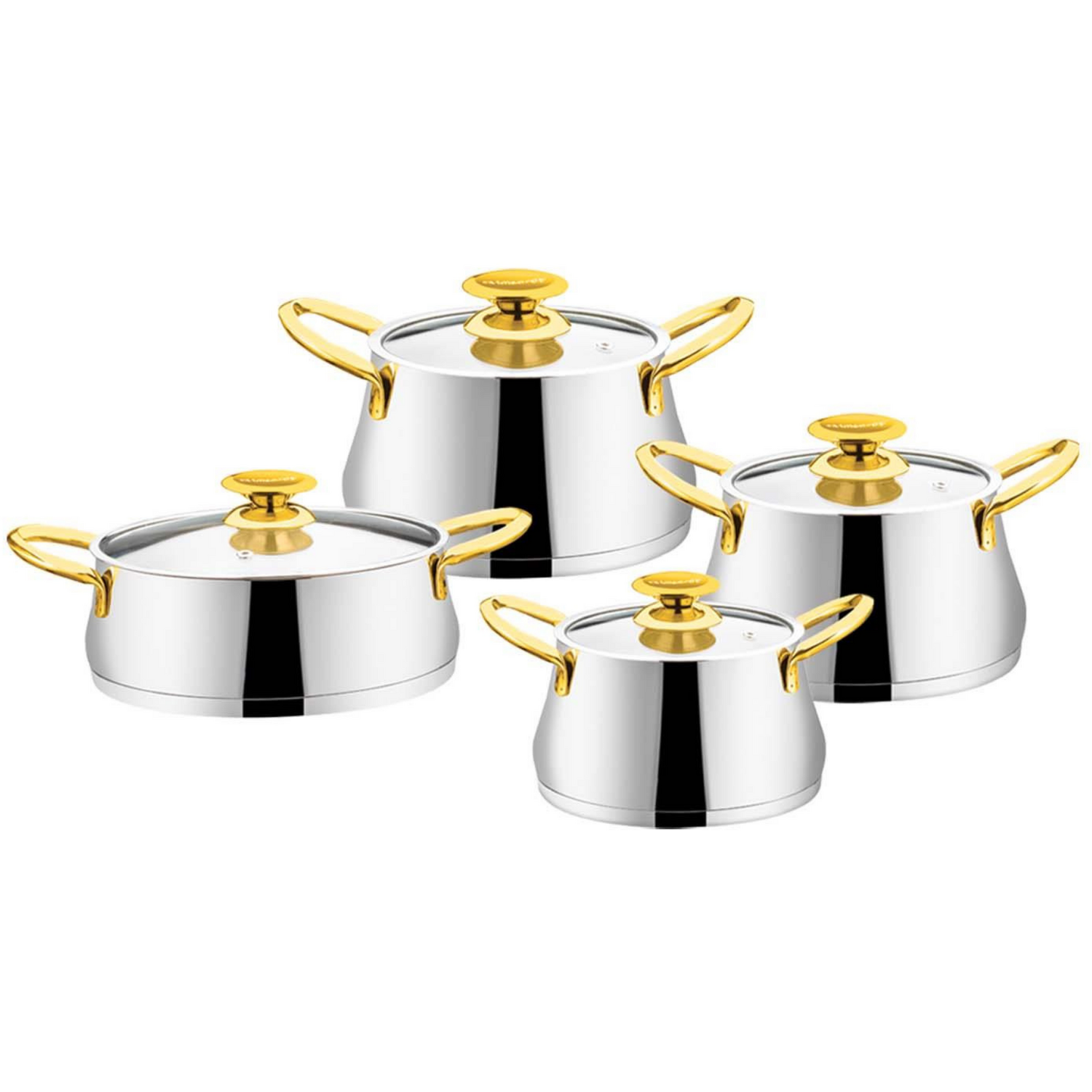 B&Q -  Azura Collection 8-Piece Stainless Steel Cookware Set (Gold Handles) - Image 4