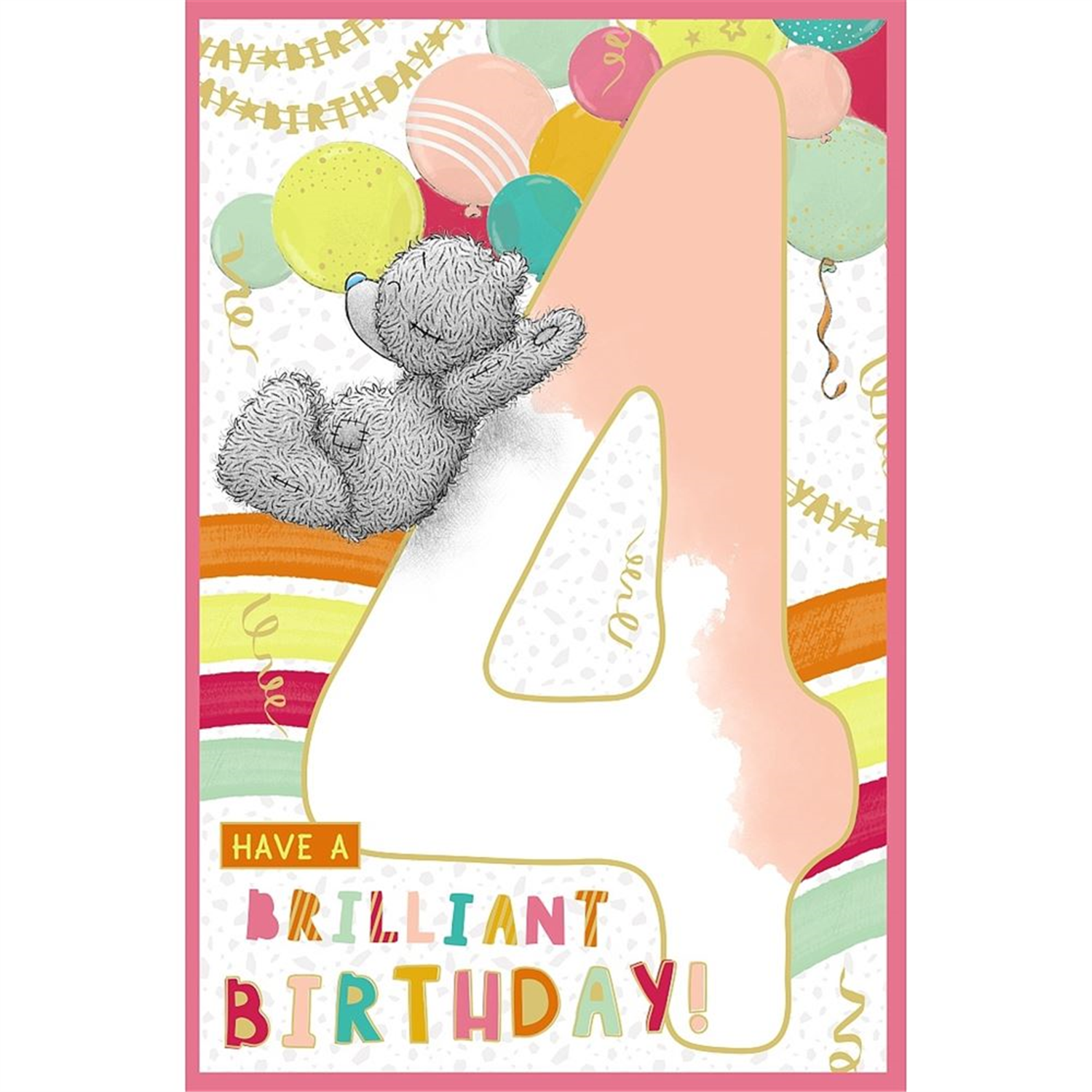 Me To You Bear Sliding Down Age 4 Birthday Card - White - Image 3