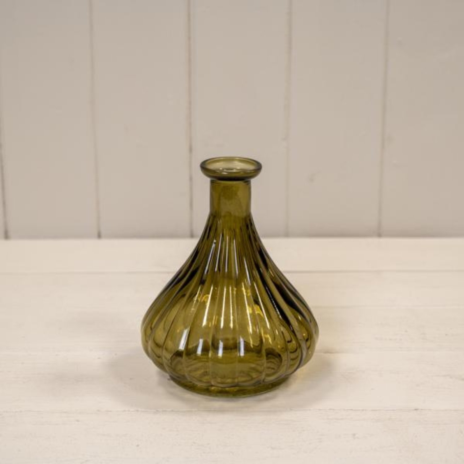 Kdmd Stylish Olive Green Ribbed Bud Vase - Olive