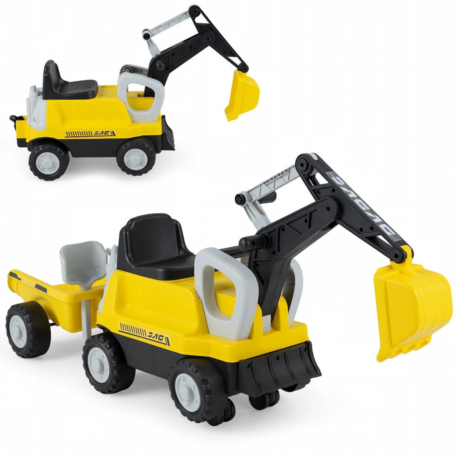 Costway 2-In-1 Sliding Car Push Car Ride On Tractor-Yellow - Yellow