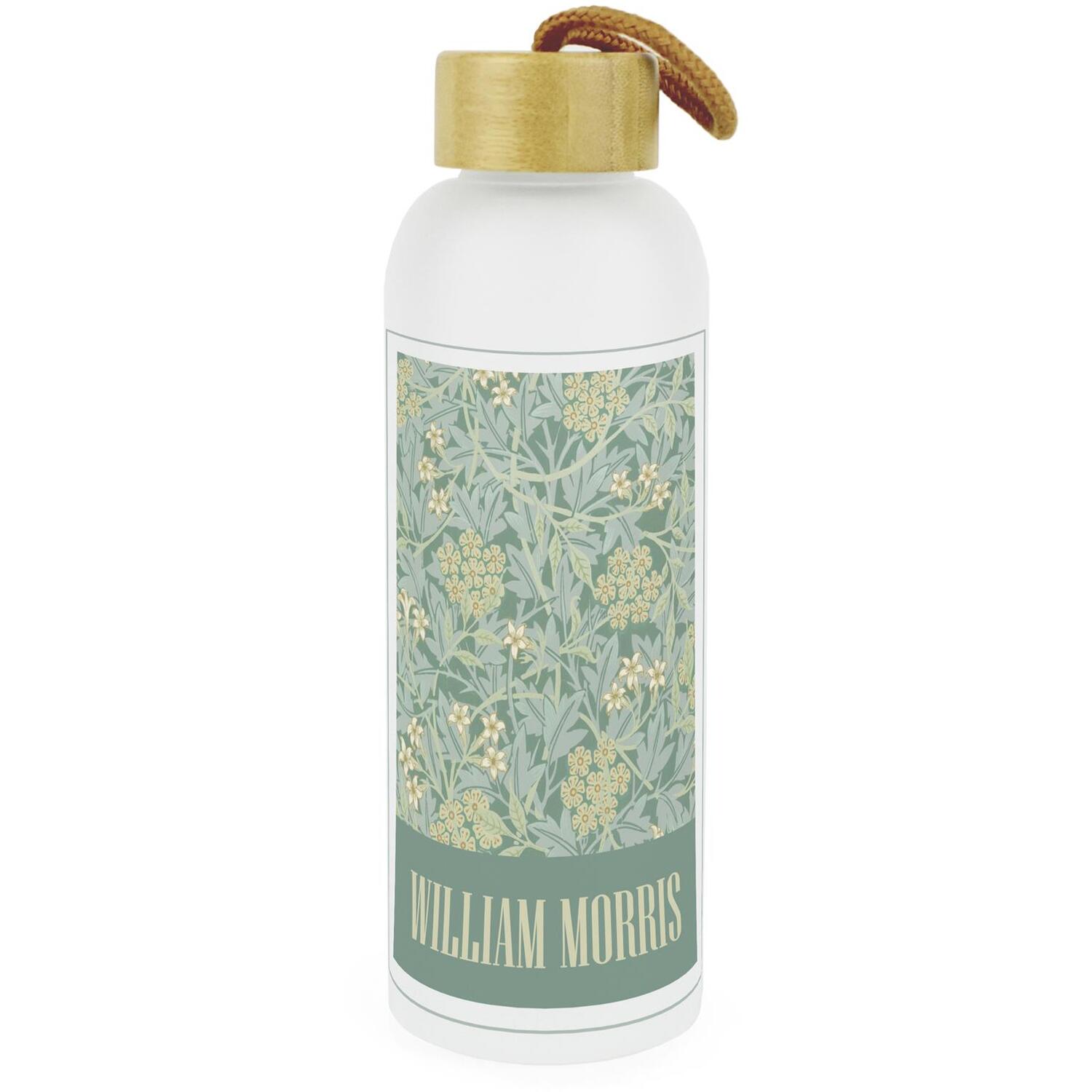 Purely Home William Morris Glass Water Bottle With Bamboo Lid - Multi