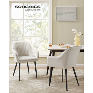 SONGMICS Velvet Accent Chair, Upholstered Dining Chair with Armrests, Metal Legs, for Lounge