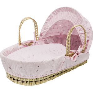 Broderie Anglaise Pink Dolls Moses Basket
