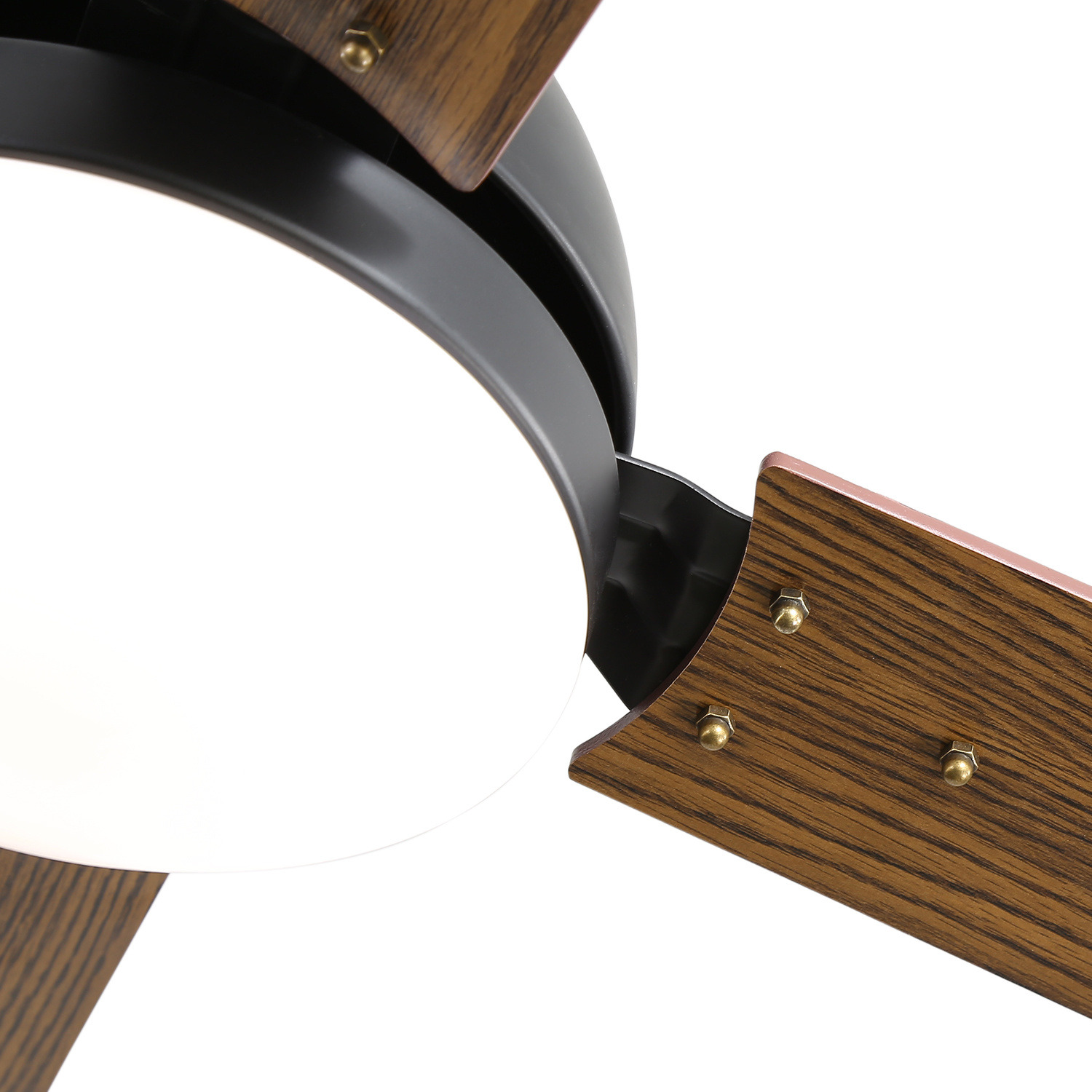 Led Ceiling Fan Light With Solid Wood Blades - Brown