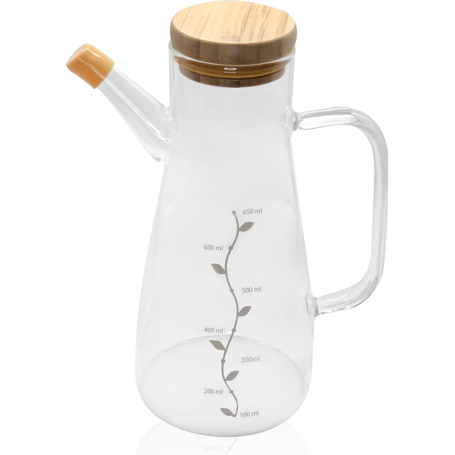 Image of The Mia Borosilicate Glass Oil Vinegar Dispenser Bottle With Bamboo Lid - Transparent