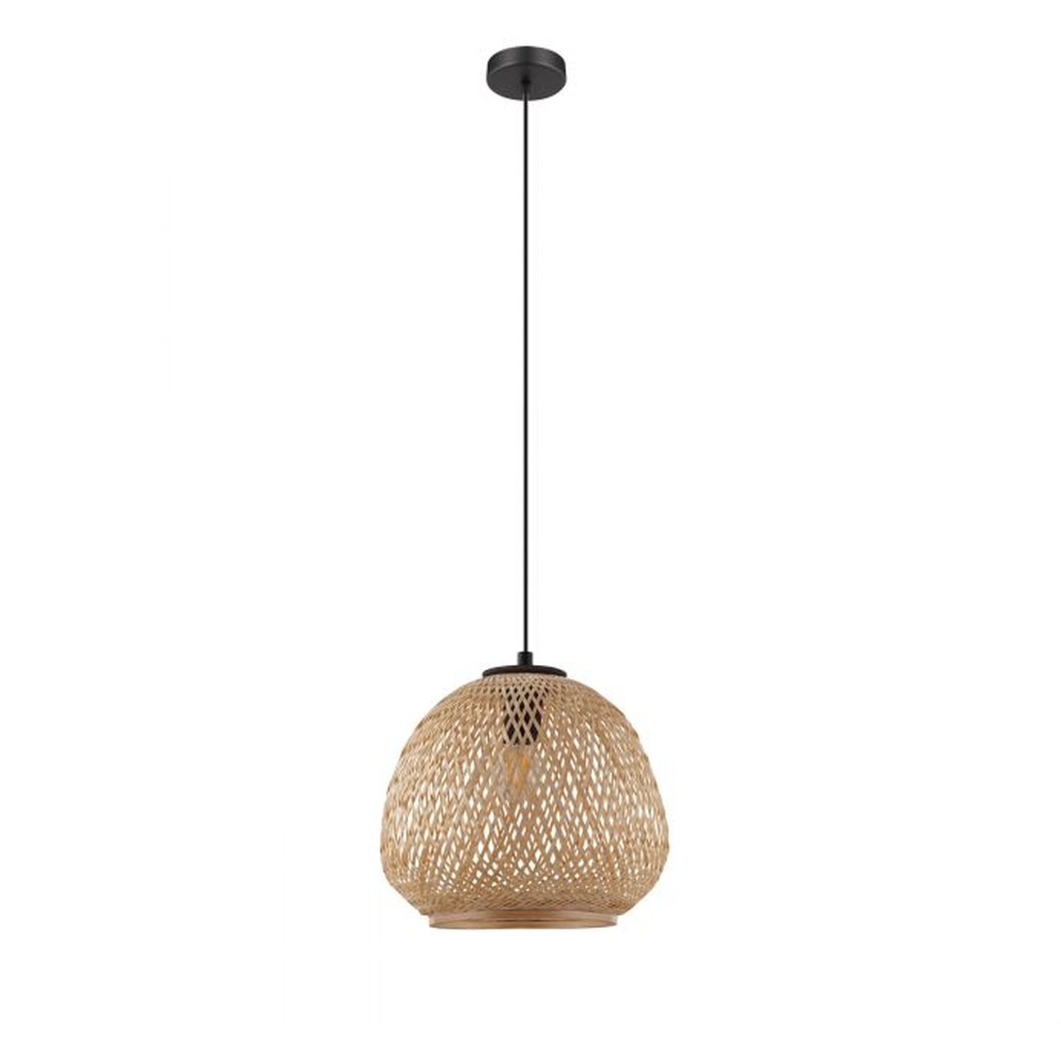 Eglo Unisex Light Brown Dembleby 1 Natural Rattan Style 1 Light Ceiling Pendant In - Image 3