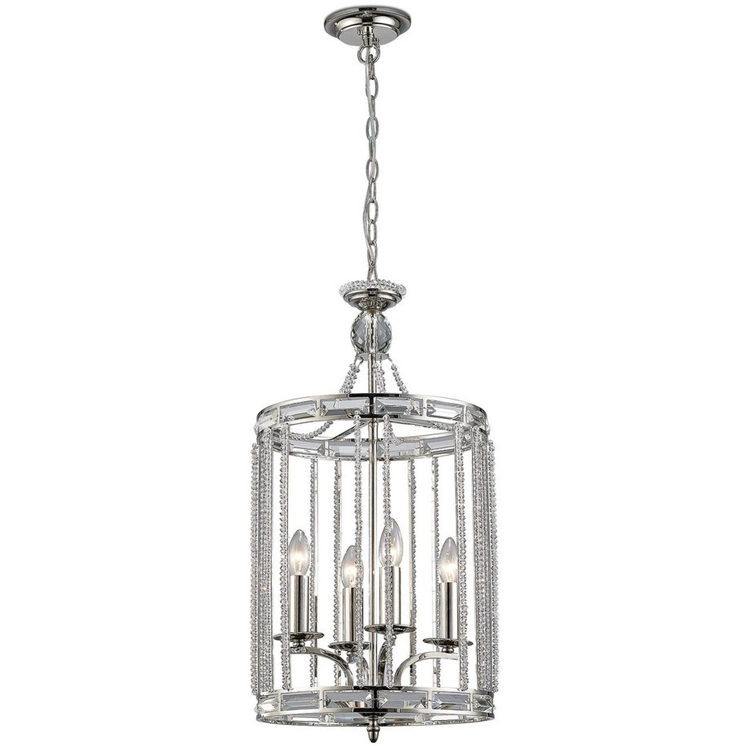 Adina Ceiling Pendant 4 Light E14 Polished Nickel, Crystal - Polished Nickel