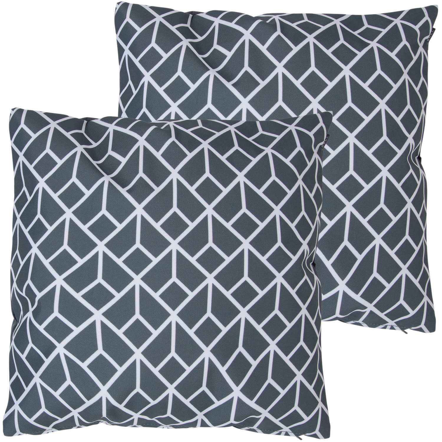 Art Deco Geometric Print Outdoor Cushion (Set of 2) - Grey