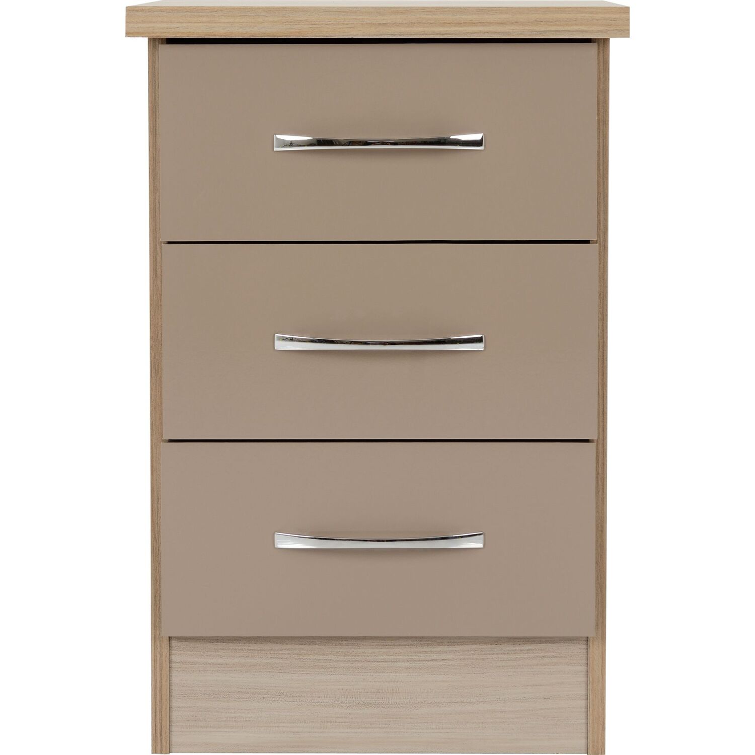 Nevada 3 Drawer Bedside - Oyster Light Oak