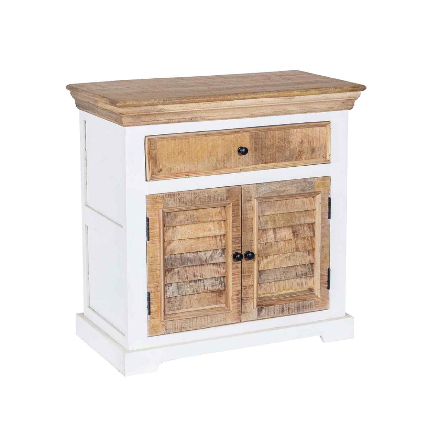 Solid Mango Wood Small Sideboard White - White