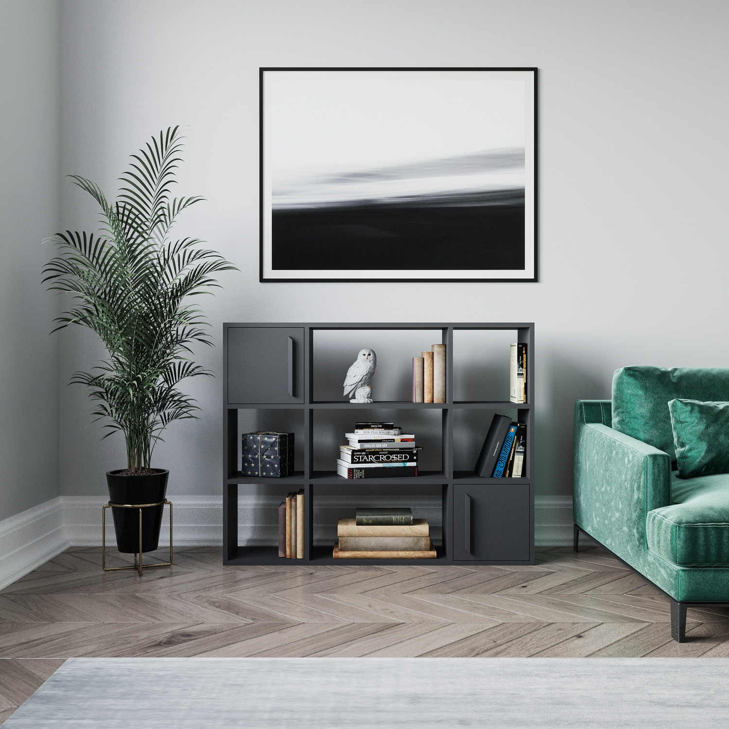 Randall Bookcase With Cabinets - Anthracite