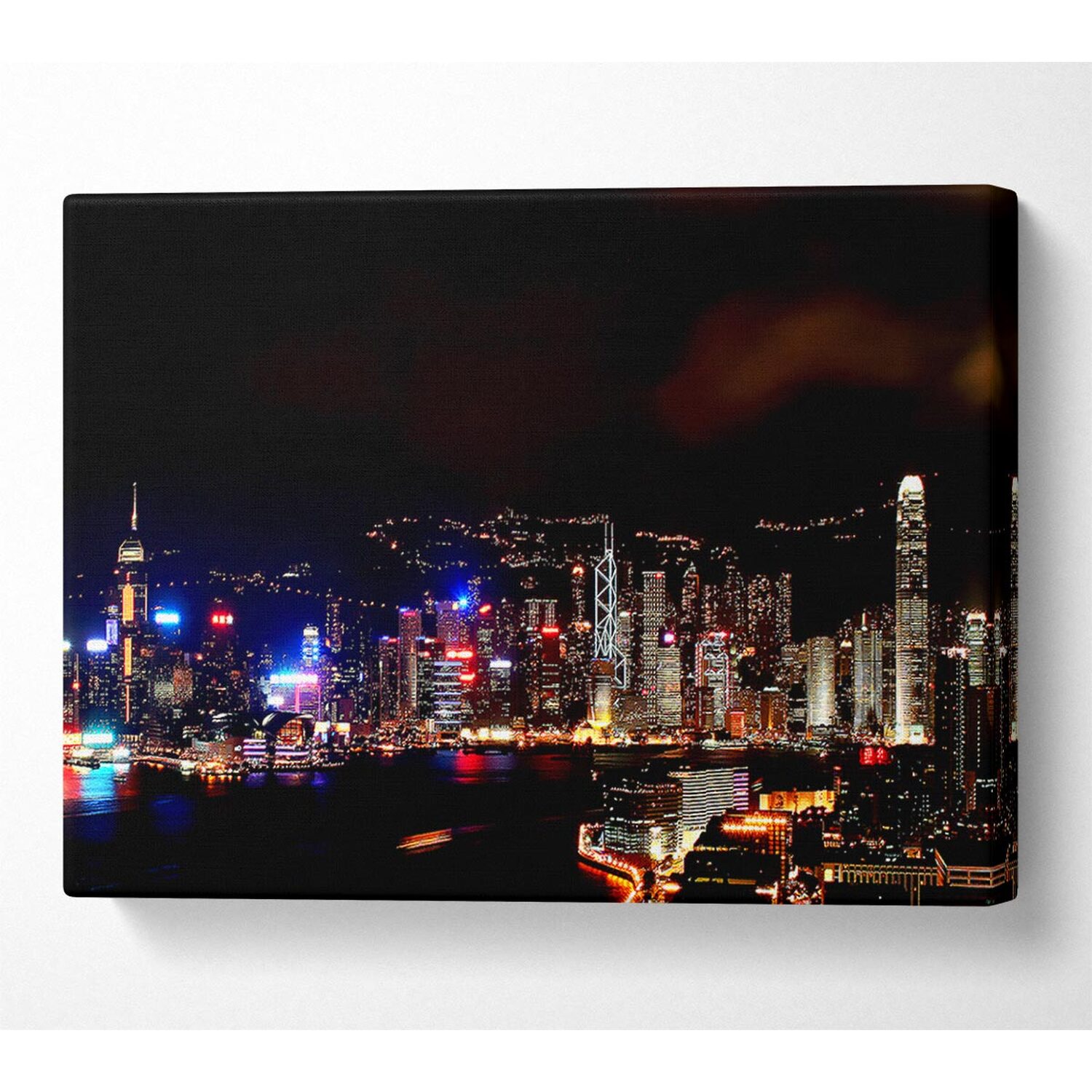 Wallart-Direct - Hong Kong Reflections Canvas Print Wall Art - Yellow / 101.6cm thumbnail