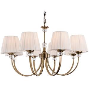 Langham 8 Light Multi Arm Chandelier Antique Brass, Pleated Cream Shades, E14