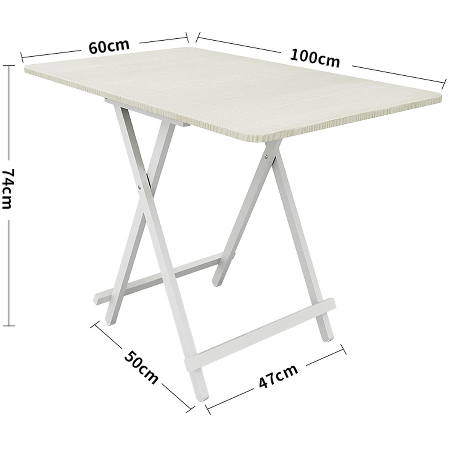 Foldable Wooden Dining Table Patio Picnic Furniture - 60 100cm-white