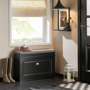 Black SoBuy Modern Hallway Shoe Bench with Seat Cushion  shot 3188055