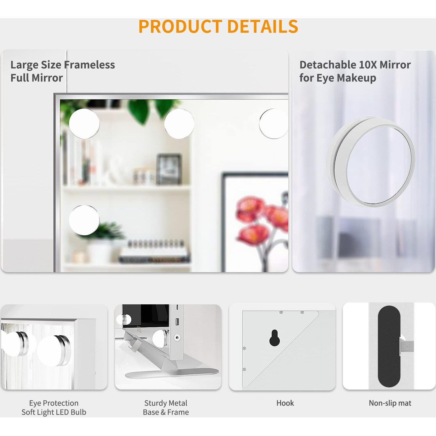 Dripex - Hollywood Vanity Mirror with Lights - silver thumbnail