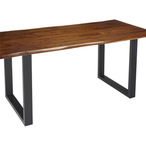 Solid Dark Brown Wood Live Edge Dining Table