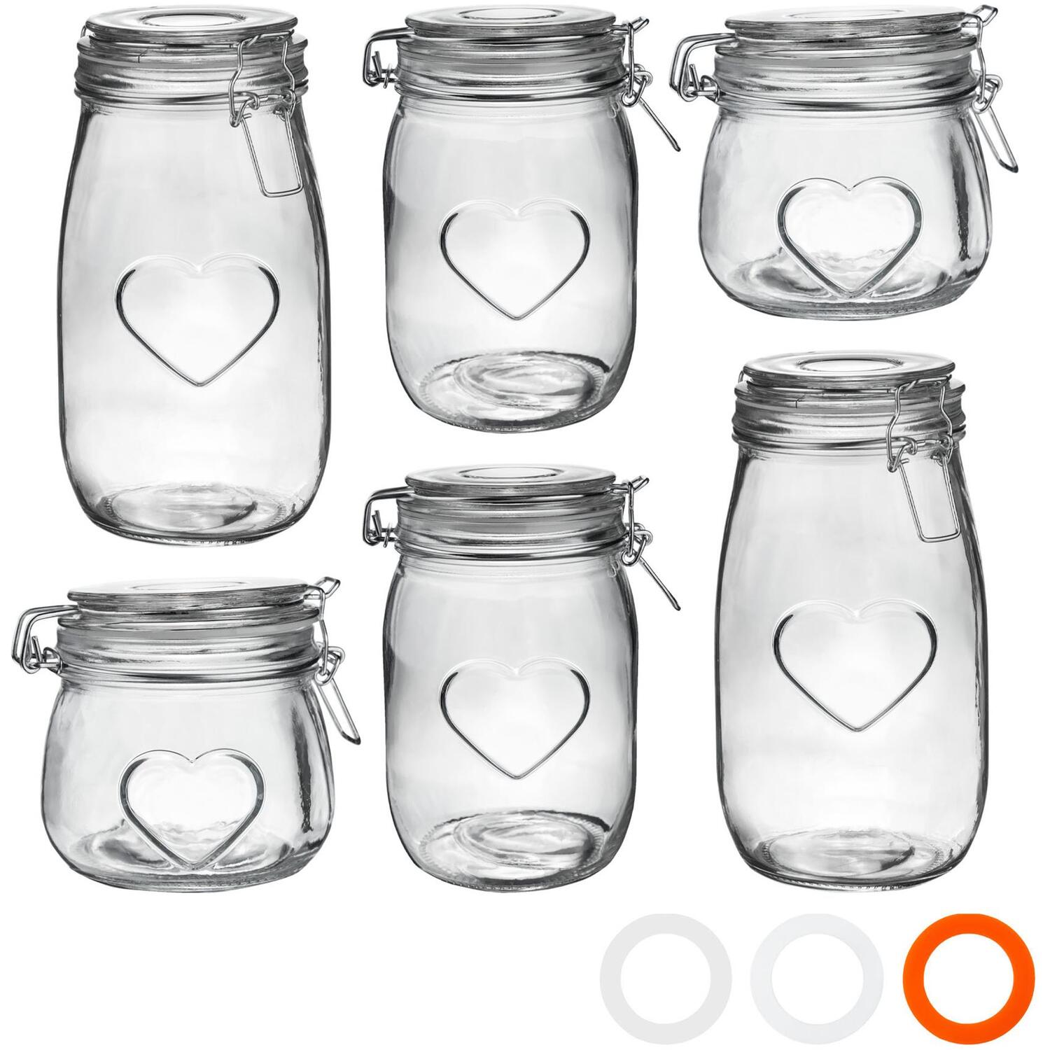Image of 3 Sizes Heart Glass Storage Jars&hellip;