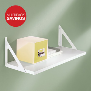 2 Pack White Shelf with Hanging Brackets