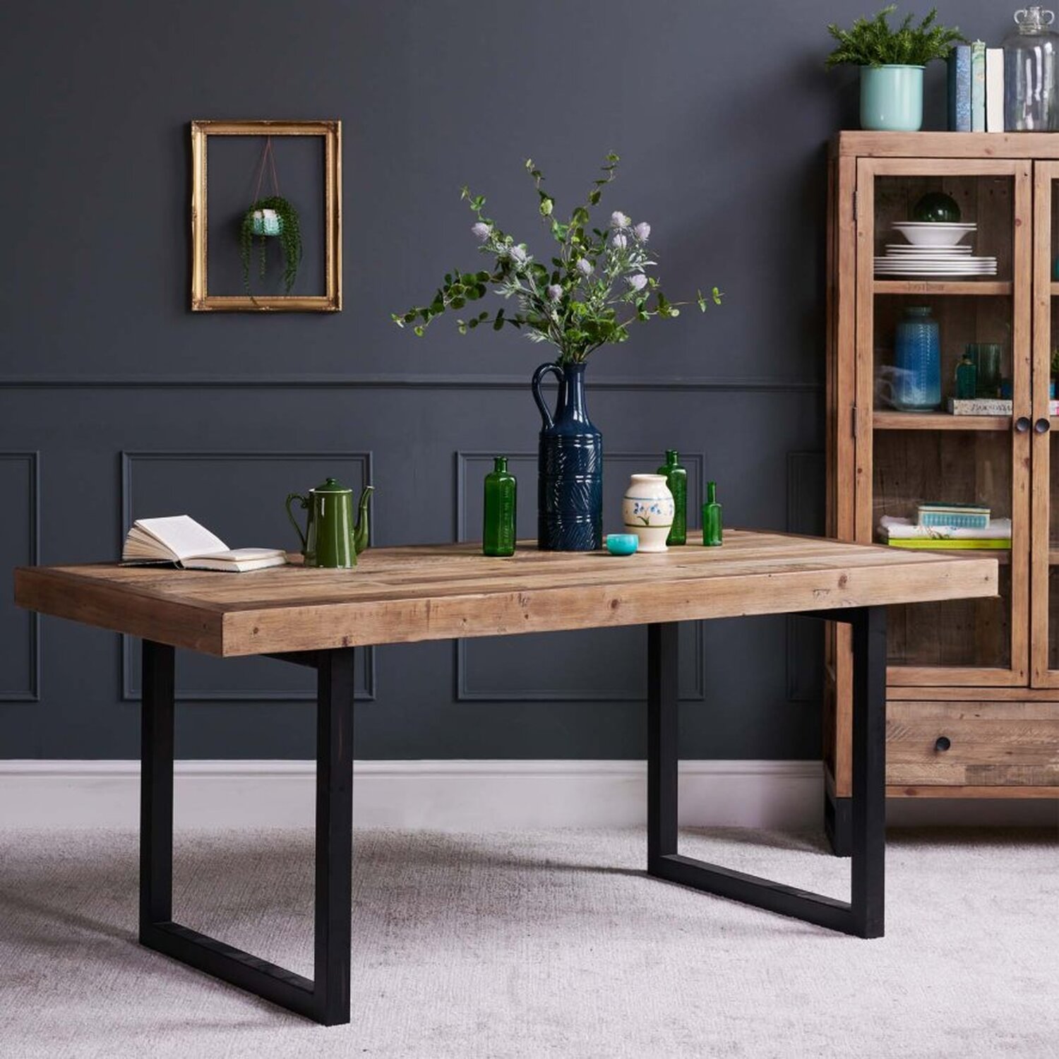 Baker Furniture - Adelaide Dining Table Reclaimed Wood 160cm - Brown, Black thumbnail