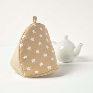 Tea Cosy Double Design Beige Stars Teapot Warmer