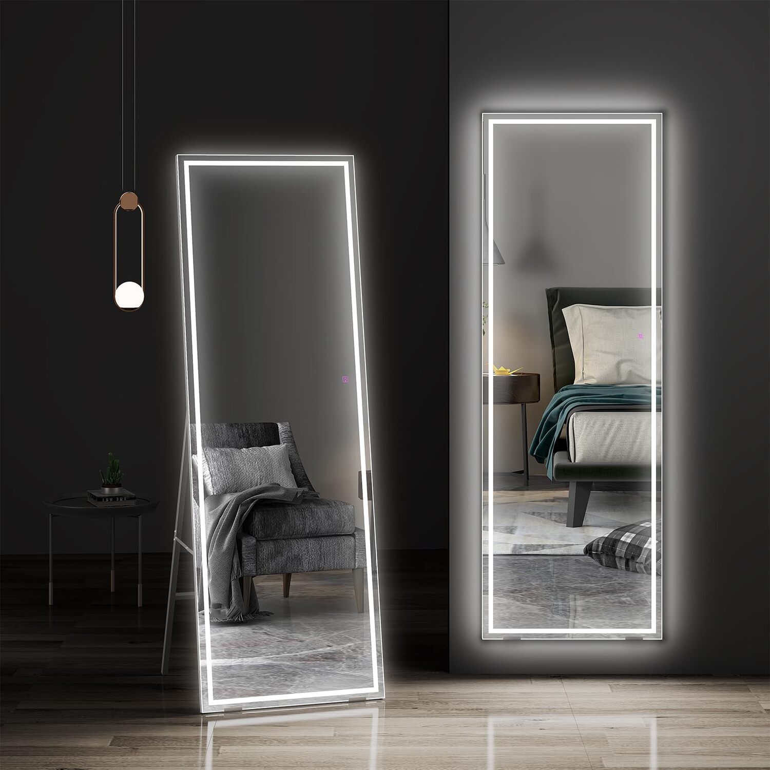 dripex - LED Dimmable Full-Length Mirror - Black thumbnail