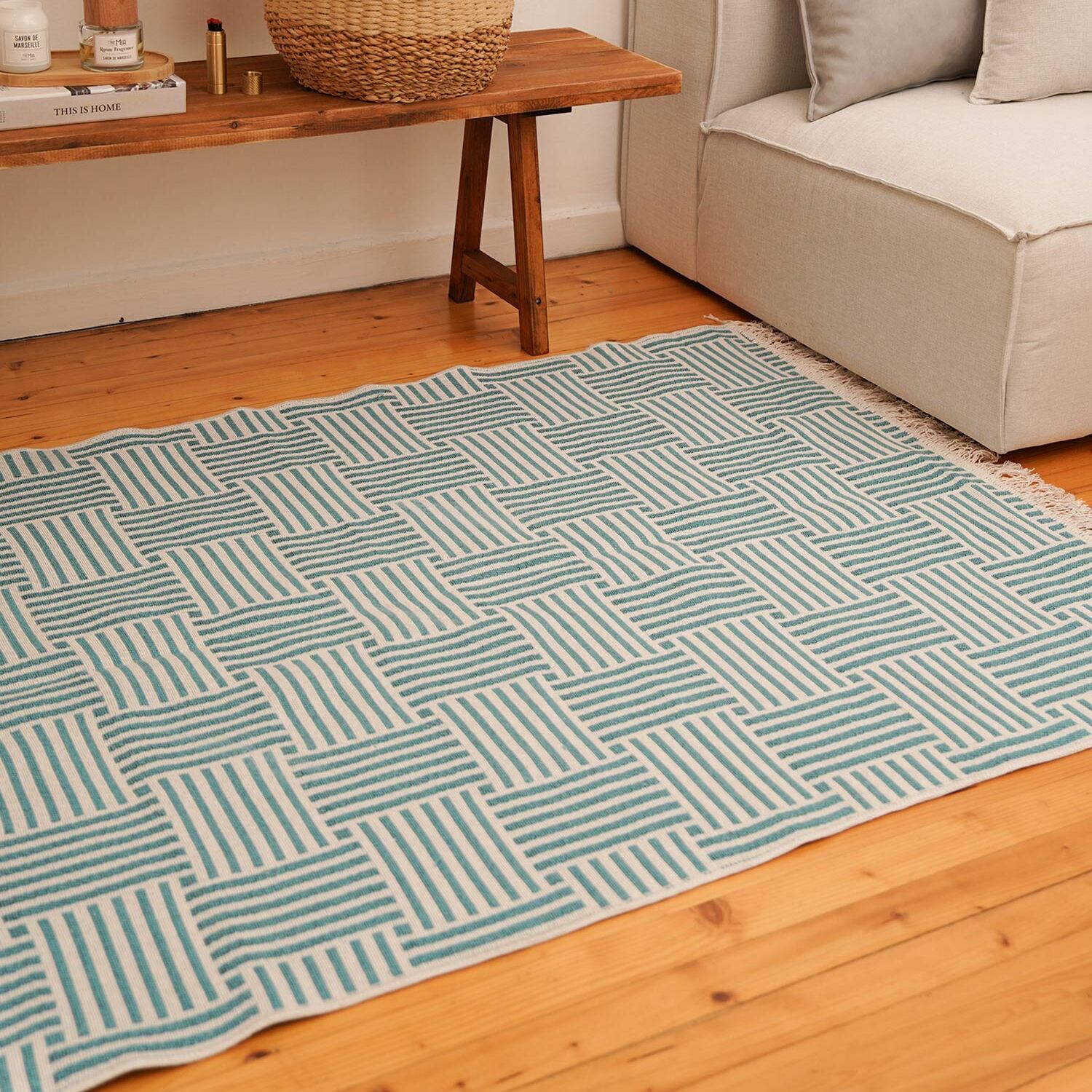Line Series Kilim Rug - Blue